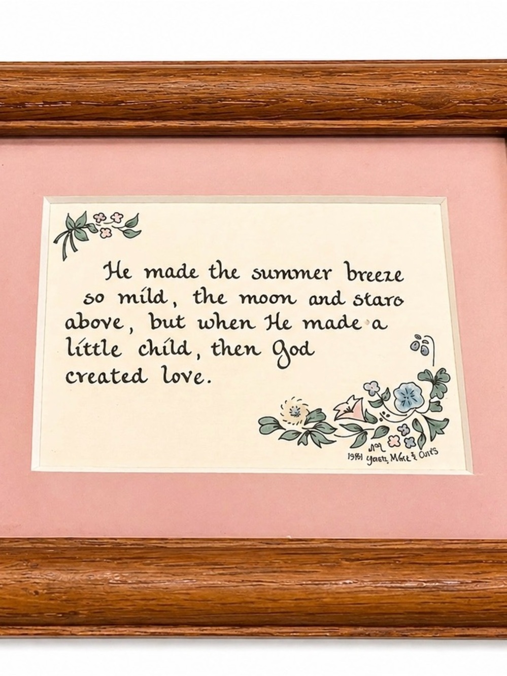 Vintage Mini Framed Poem Print – Pink Mat – 4x3
